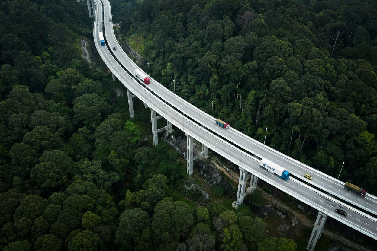 Aerial view of logistical infrastructure